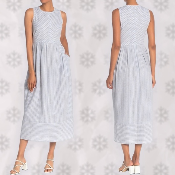 Lafayette 148 New York Dresses & Skirts - Lafayette 148 New York ‘Jazlyn’ Linen-Blend Gray Striped Dress Size Large